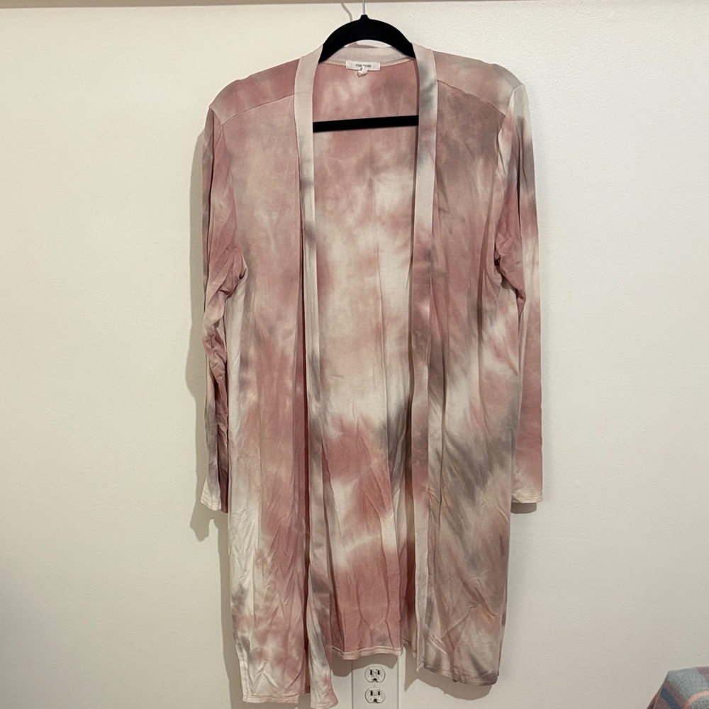 Maurices Pink, Brown and Cream Tie-Dye Cardigan
